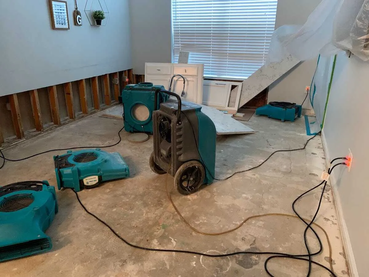 Dehumidifier in flood-cut room for Water Damage Restoration in North Branford